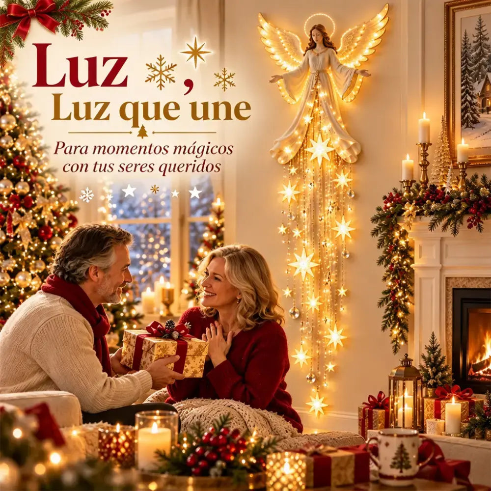 👼✨ Angyali fali lámpa hullócsillaggal | Világító karácsonyi dekoráció | Meleg LED otthonra és kertbe 🌟