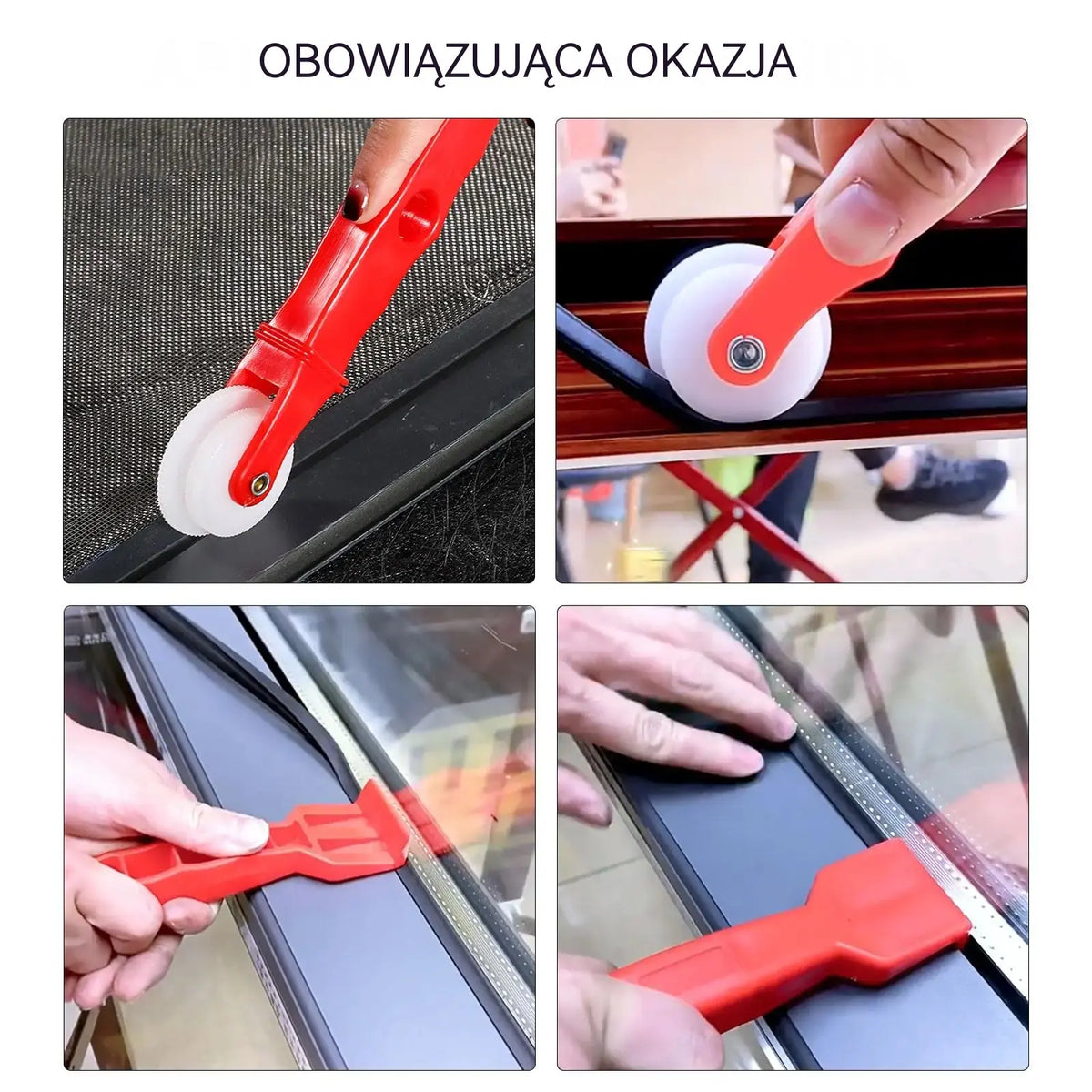 【1 sada 4 ks】Inštalácia okennej sieťky Tesniaca páska na okno Prítlačné koliesko Nástroj na inštaláciu tesniacej pásky na okno