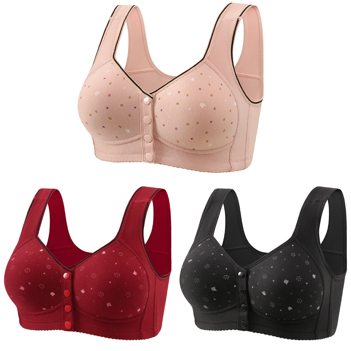 đă3 darabos csomagăNĆi merevĂtĆ nĂ©lkĂŒli melltartĂł elöl gombokkal ă40-120 kgăâ€ïžKĂ©nyelmes antibakteriĂĄlis termĂ©szetes pamut
