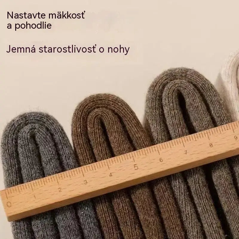🎁【5 párov】Hrubé, dlhé, jednofarebné zimné ponožky