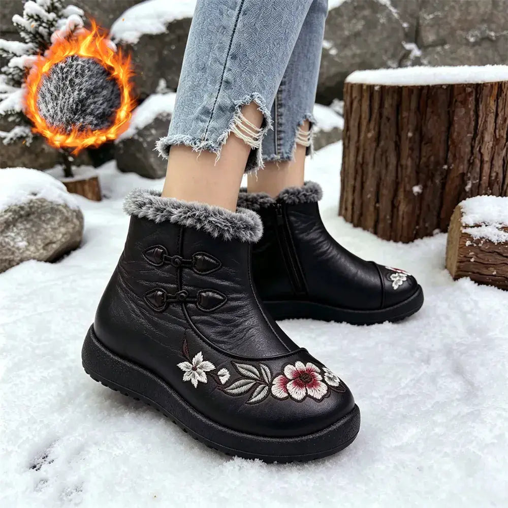 ❄️Virágos női téli csizma – puha belső béllel, nem fázik a lábad!🌸