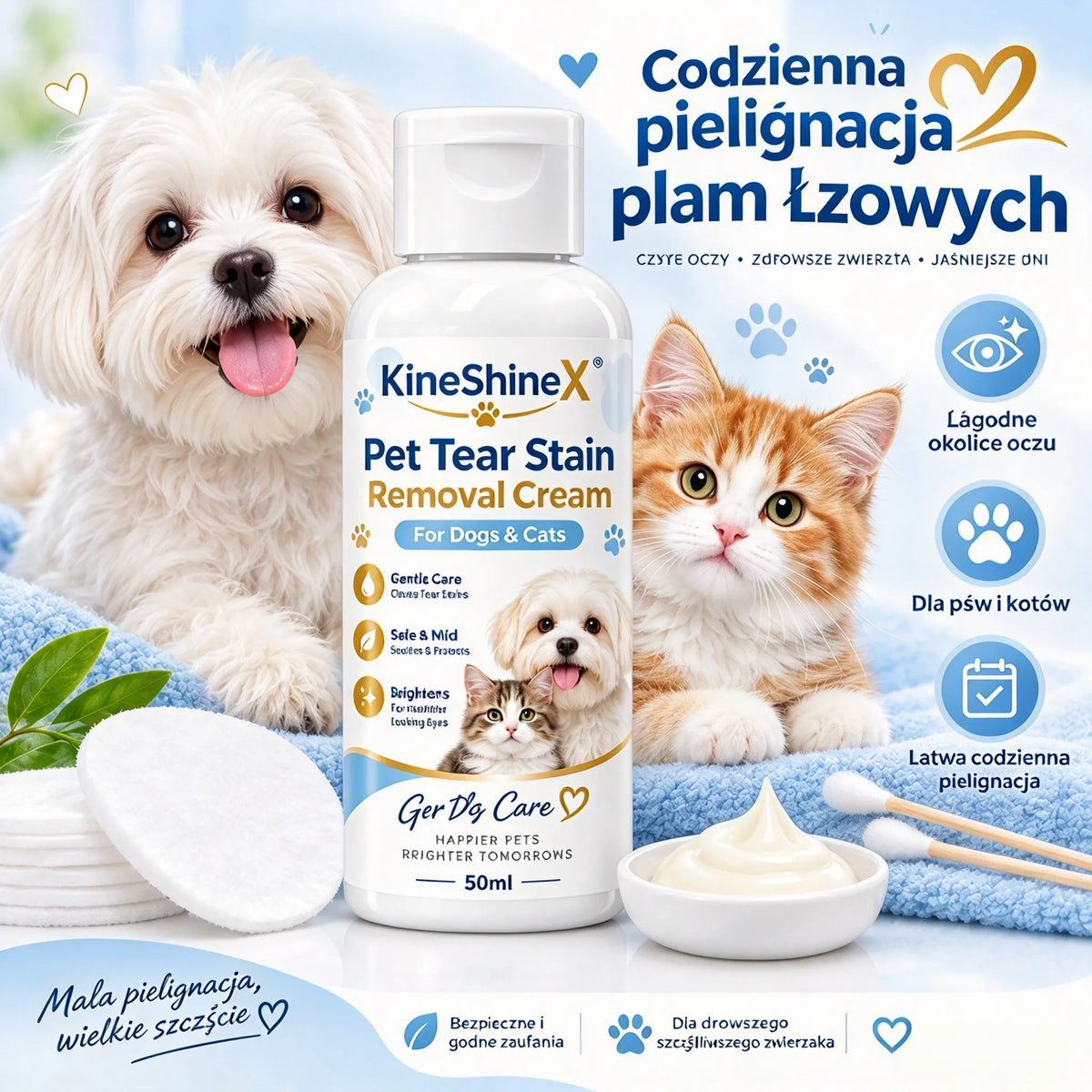 🐶Krem na zacieki po łzach dla psów i kotów