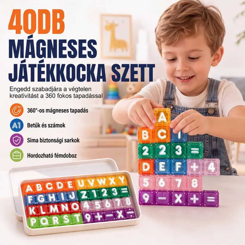 🧩 Mágneses kockák betűkkel és számokkal – Játékos tanulás, szórakoztató oktatás ✨