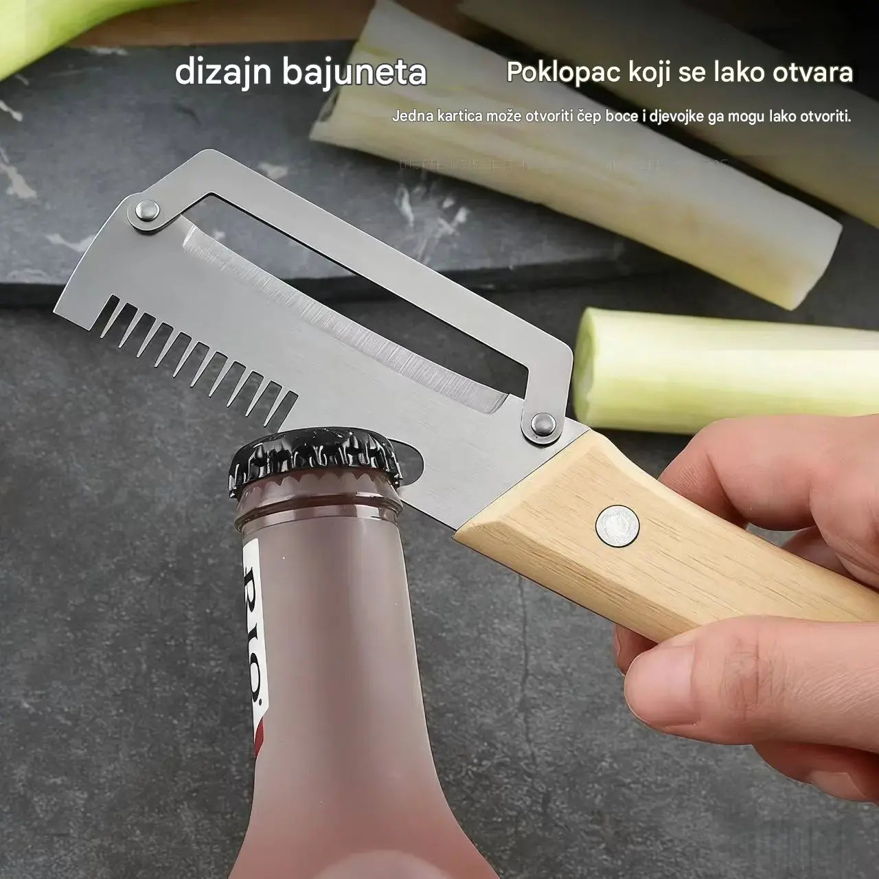 ✅【Kupite 1, dobijte 1 gratis!】🧅🔪 Višenamjenska kuhinjska gulilica 3 u 1: Guli, reže i otvara čepove za boce! 🔥