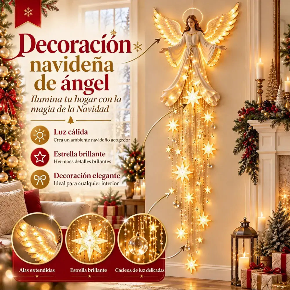 👼✨ Angyalos fali lámpa hullócsillaggal | Világító karácsonyi dekoráció | Meleg fényű LED otthonra és kertbe 🌟
