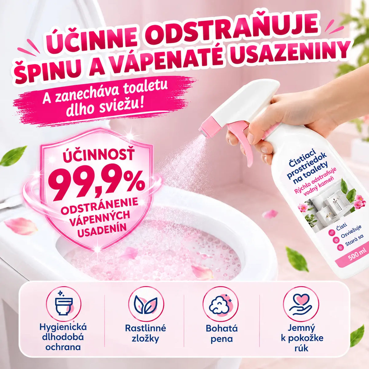 🚿✨ 50% ZĽAVA! Viacúčelový kúpeľňový čistiaci sprej – rýchlo rozpúšťa soľ a mydlovú špinu. 🧼💨