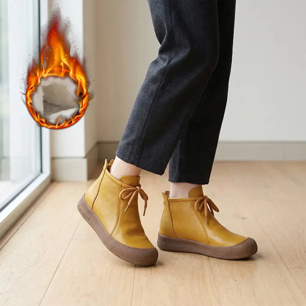 ✨【Velikosti 35–40】Dámské zateplené kotníkové boty z pravé kůže – šněrovací model, dostupné v několika barvách🥰