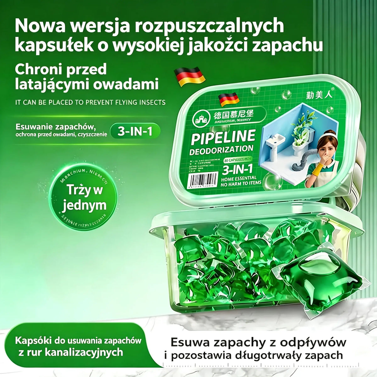 2 pudełka za jedyne 99 zł – (100 kapsułek w opakowaniu) 🔥🎉 Kapsułki zawierające bioenzymy do usuwania zapachów z systemów kanalizacyjnych.