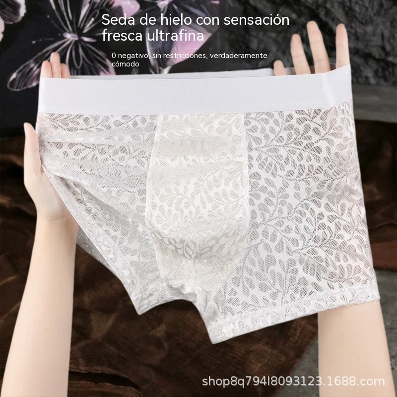 【L-4XL】Pánské síťované spodní prádlo Ice Silk, pro větší velikosti, prodyšné.