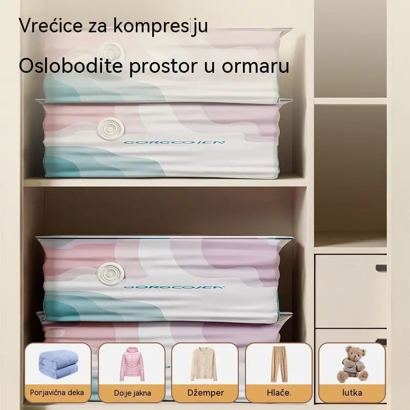 🧳 5 komada za 24 eura💨 Velika, stlačiva vakuumska vrećica za pohranu: nije potrebna pumpa, nepropusna je i idealna za uštedu prostora u koferima i kod kuće ✈️
