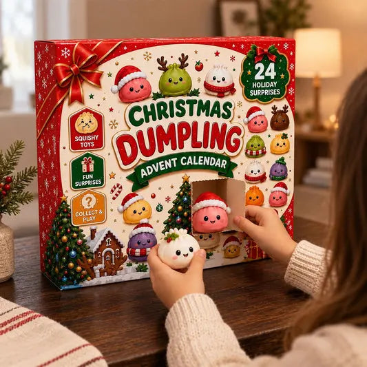 ❄️ 🥰 Huszonnégy napnyi „squishy” – csináld magad, gőzölt batyu formájú játékokat rejtő meglepetéscsomag