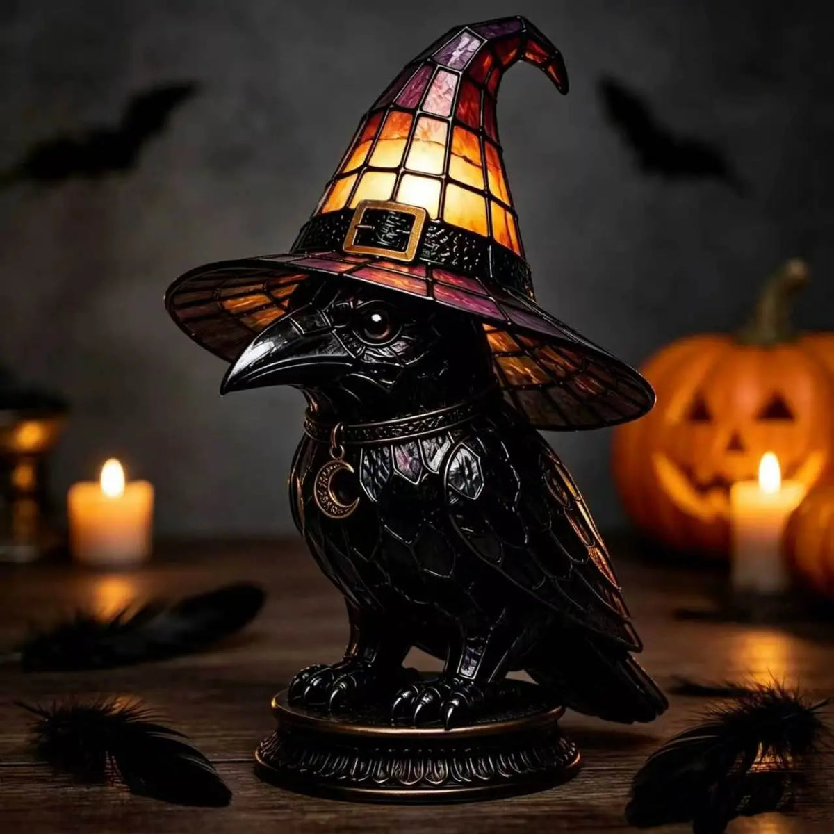 💥 50% kedvezmény! 🔥 Gótikus Halloweeni Boszorkány és Macska asztali lámpa