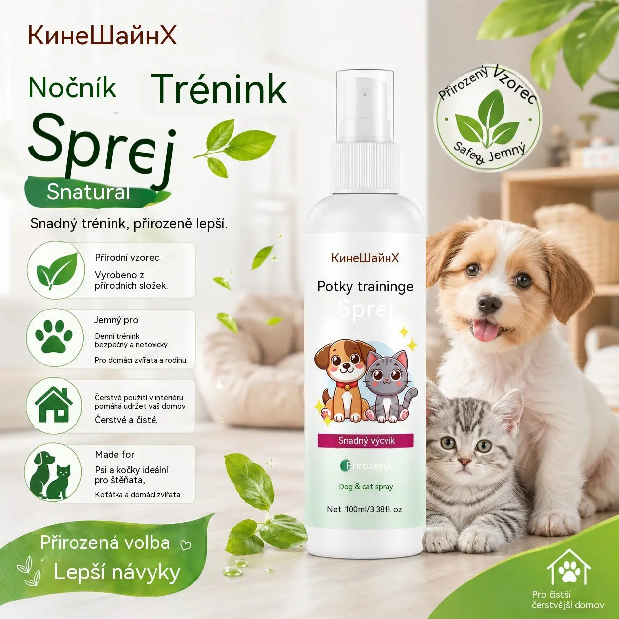 🐶🐱 Sprej na výcvik čistoty pro psy a kočky – podporuje výcvik čistoty ✨
