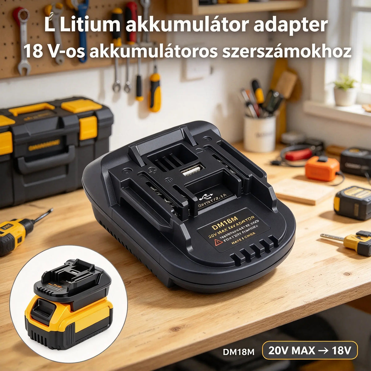 ⚡Lítium akkumulátor adapter 18 V-os akkumulátoros szerszámokhoz