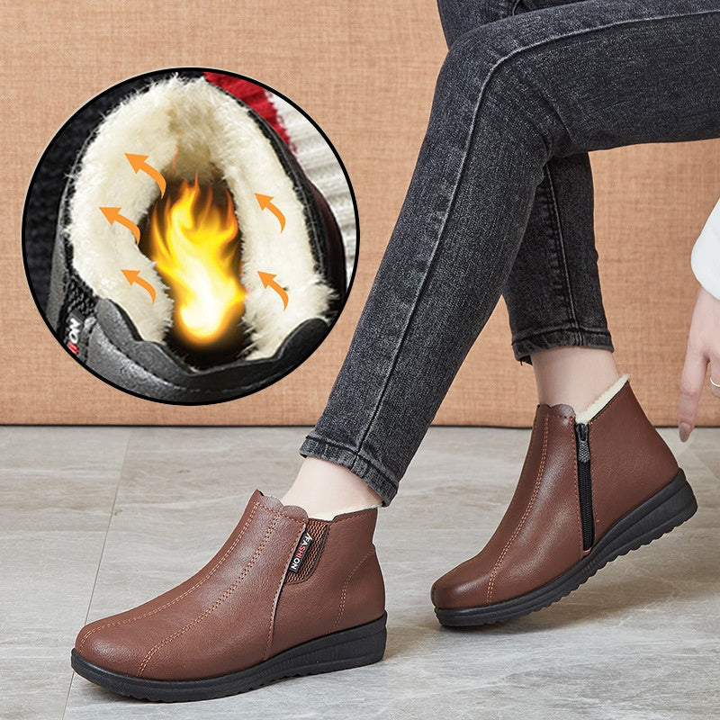 ❄️【35-41】Stílusos téli női meleg bőr pamut csizma, ami melegen tart séta közben