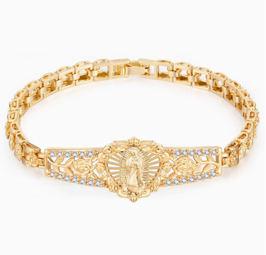 ✨🎁 Elegáns, virágmintás, üreges Szűz Mária karkötő 💖