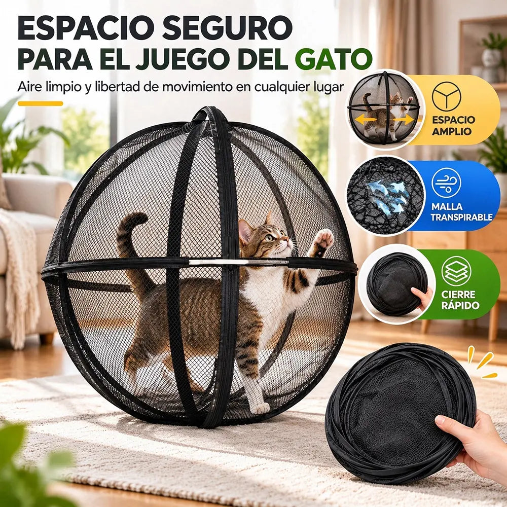 🐈 360°-os panorámás, guruló macskajátszó – Kültéri mozgásösztönző labda háziállatoknak ✅