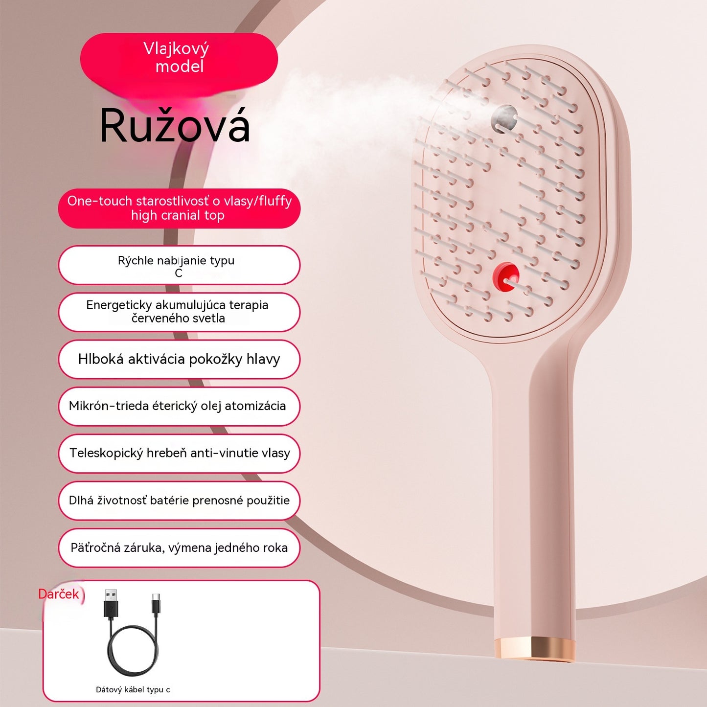 💖💨Egygombos permetező funkcióval ellátott fésű a haj gubancolódásának hatékony megakadályozására.