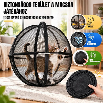 🐈 360°-os panorámás, guruló macskajátszó – Kültéri mozgásösztönző labda háziállatoknak ✅