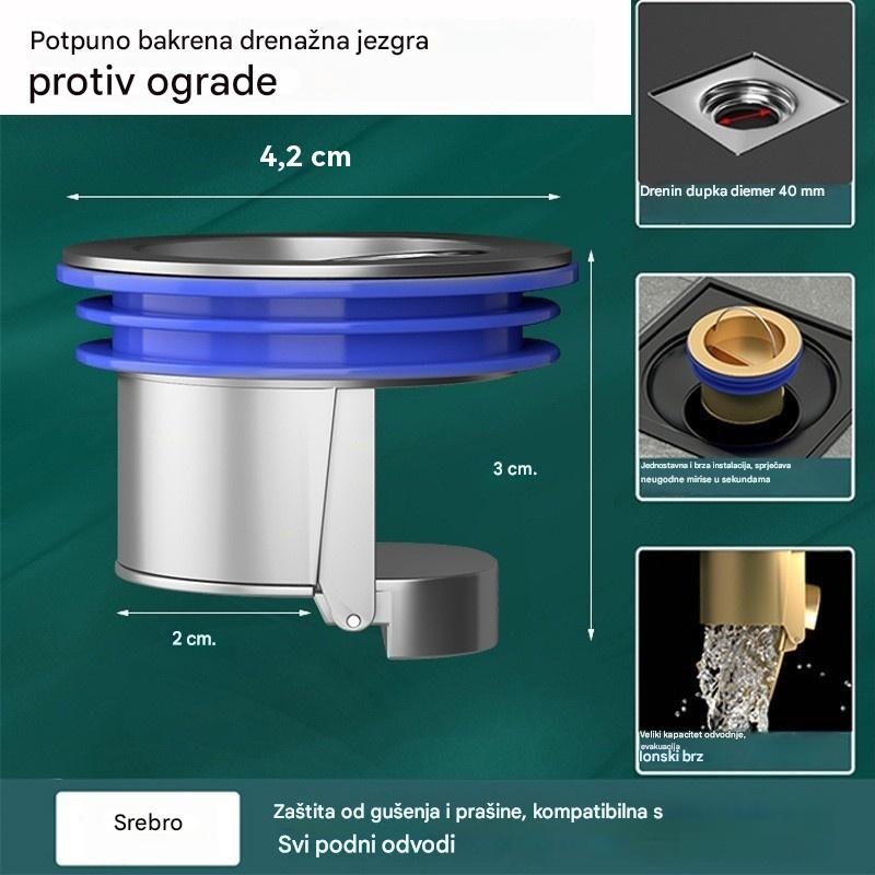 Univerzalni mesingani podni odvod s jezgrom protiv neugodnih mirisa