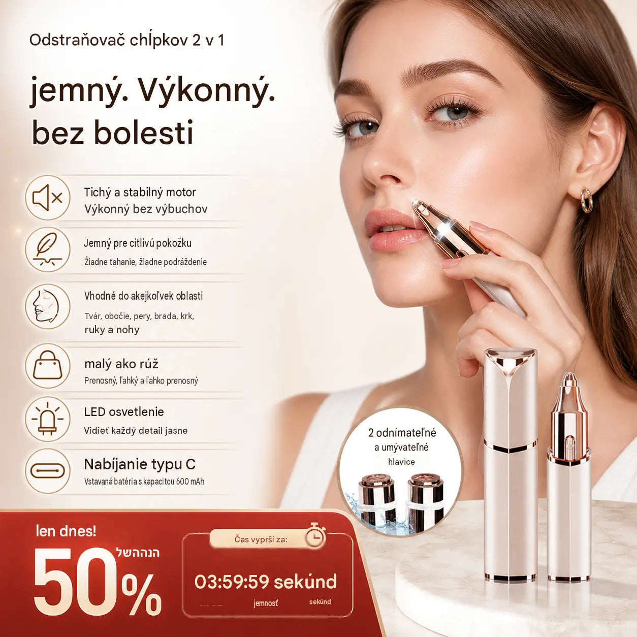 🎁 Model 2026 – 50% zľava💥💗 Zariadenie 2 v 1 na odstraňovanie chĺpkov na tvári a tvarovanie obočia