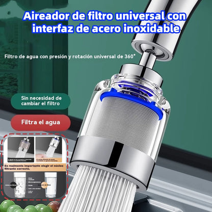 🔥💦 【Compra 1, Llévate 1 Gratis】Purificador de agua para grifo giratorio 360° (Conector de acero inoxidable)