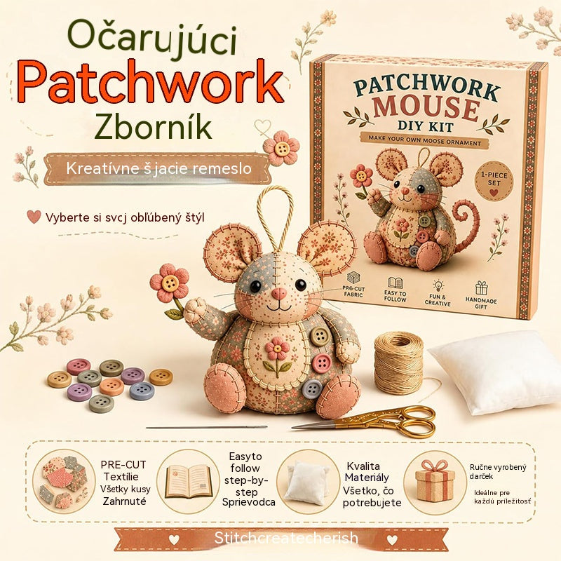 🎁Különleges ajánlat🧵Kézzel készített vintage plüss egér varrókészlet