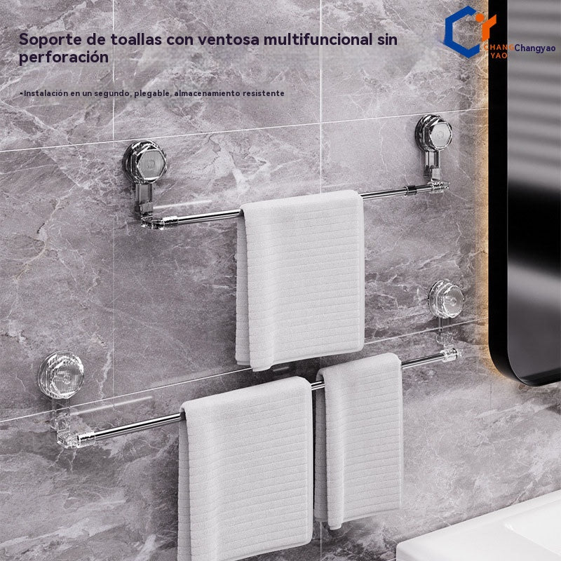 🚿✨🔥Ζεστή πώληση σε χαμηλή τιμή🔥 Ρυθμιζόμενη μπάρα πετσέτας με βεντούζα: Δεν απαιτείται τρύπημα, δεν φθαρεί και προσφέρει άνετη λαβή.
