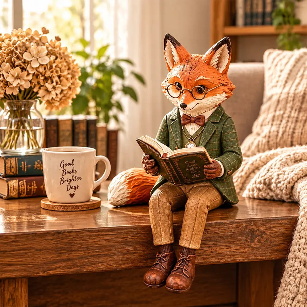 🦊🎄✨Gyanta rókafigura - karácsonyi asztaldísz