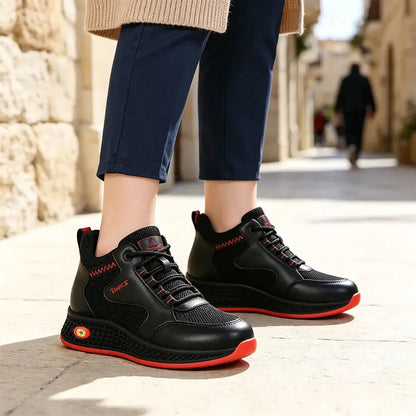 【35-41】👟Dámske čierne kožené ploché nazúvacie pracovné topánky - protišmykové, odpružené - priedušné, ľahké a pohodlné