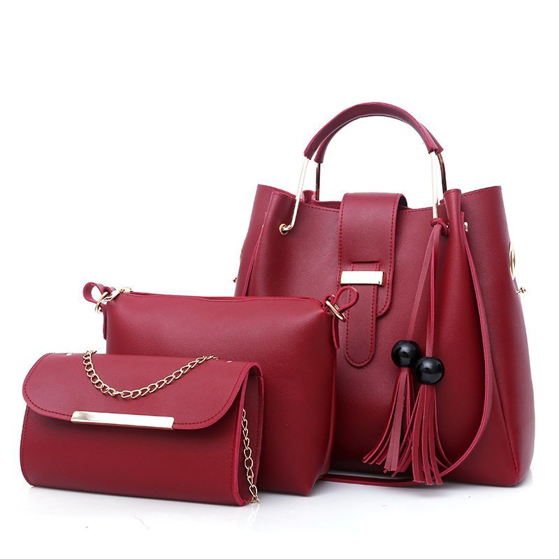 Conjunto de 3 piezas de bolso de mano y cartera de piel sintética suave para mujer: bolso tote, bolso de hombro y cartera de mano.