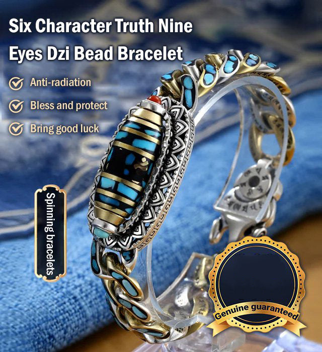 【Kupite 1, dobijete 1 besplatno】 Retro tirkizna mantra perla od 925 sterling srebra sa šest znamenki