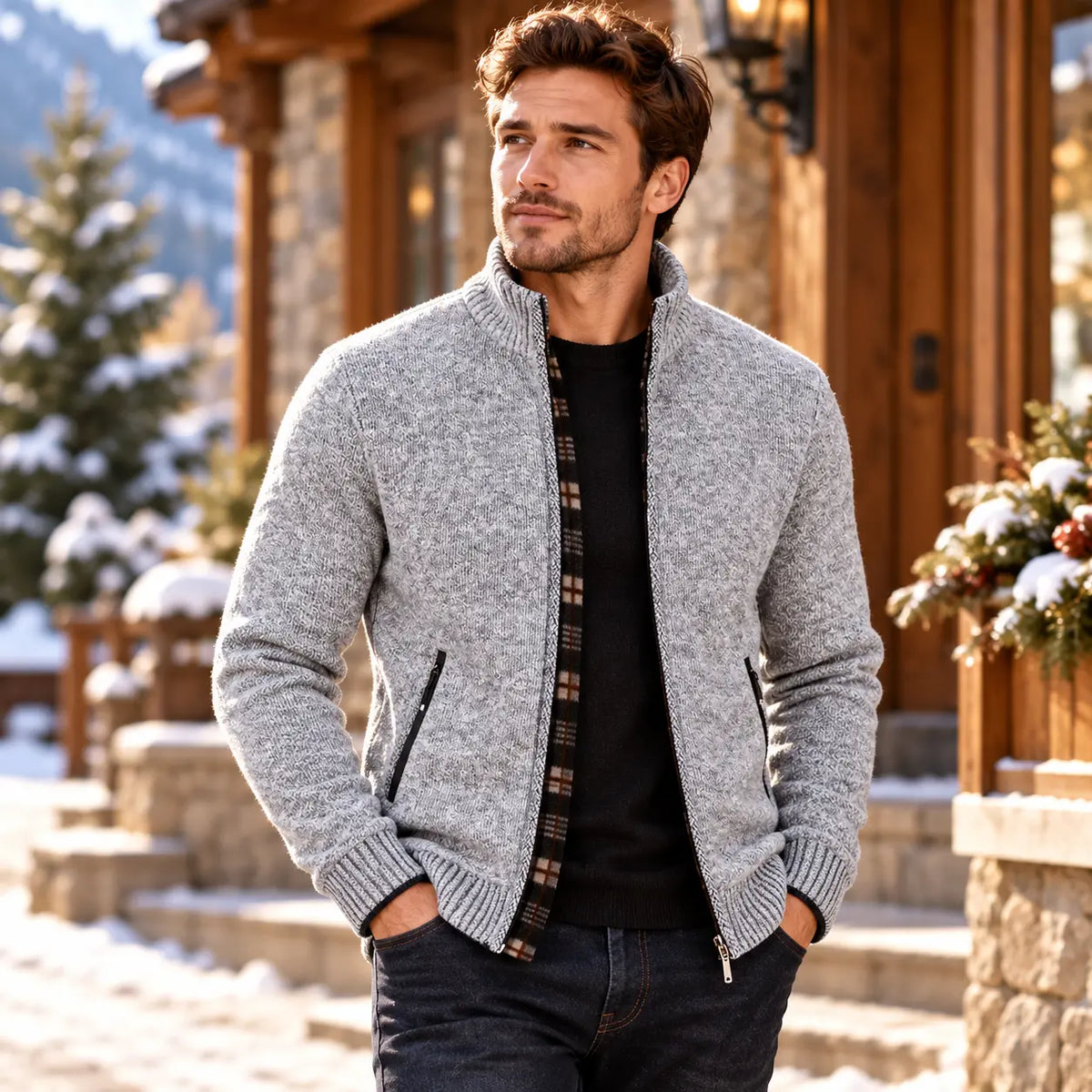 1 sztuka 149 zł🔥【M-3XL】Męski, swobodny, polarowy sweter rozpinany