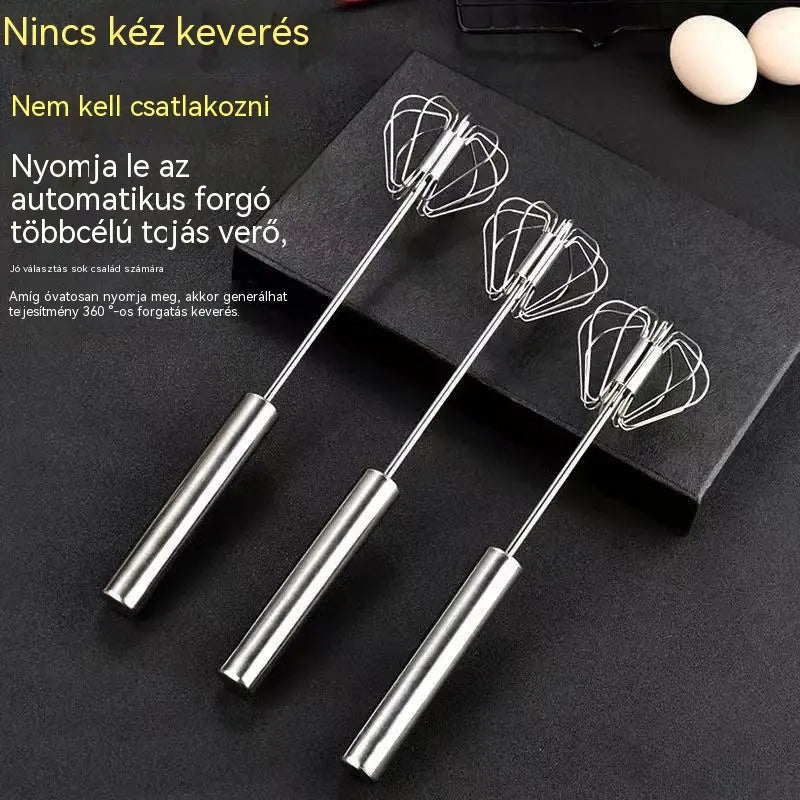 🥚 VEGYÉL 2-T, KAPJ 1-ET INGYEN! 🔥 Rozsdamentes acél félautomata kézi tojáshabverő – Gyors és tartós – Tökéletes tojáshoz, tésztához vagy tejszínhez – sima habverés erőfeszítés nélkül 🍳