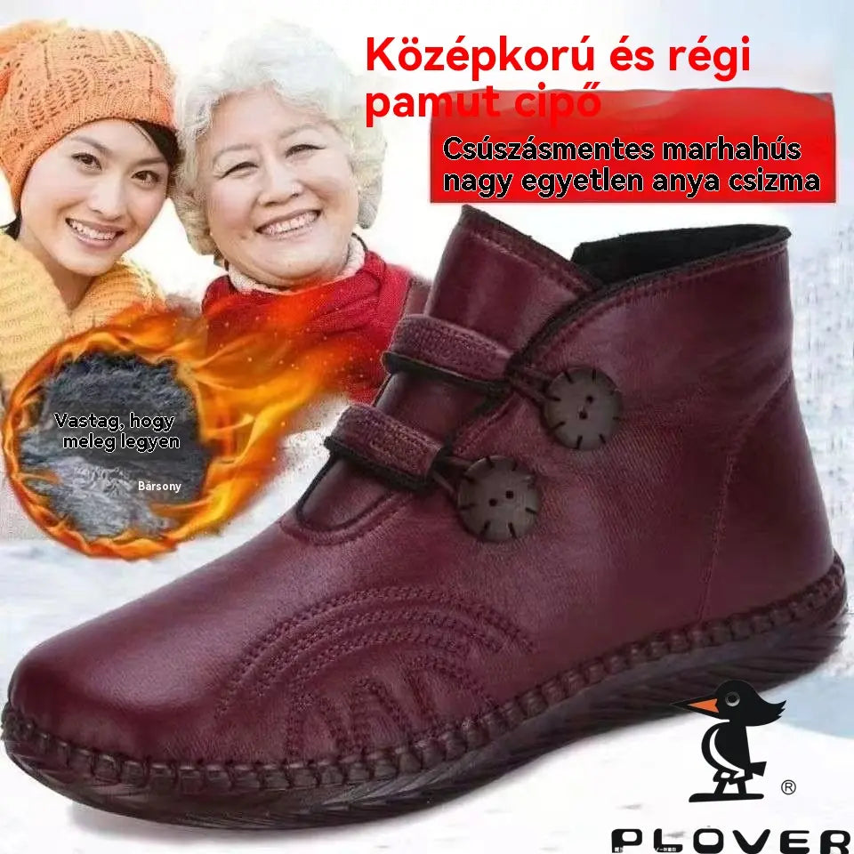 【50%OFF】💥【35-40】Női bőr, pamut, csúszásmentes, kézzel készített cipők őszre és télre