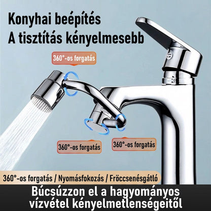 🚿 Univerzális forgó csaptelep-hosszabbító, fröccsenésálló a holtterek nélküli mosáshoz!