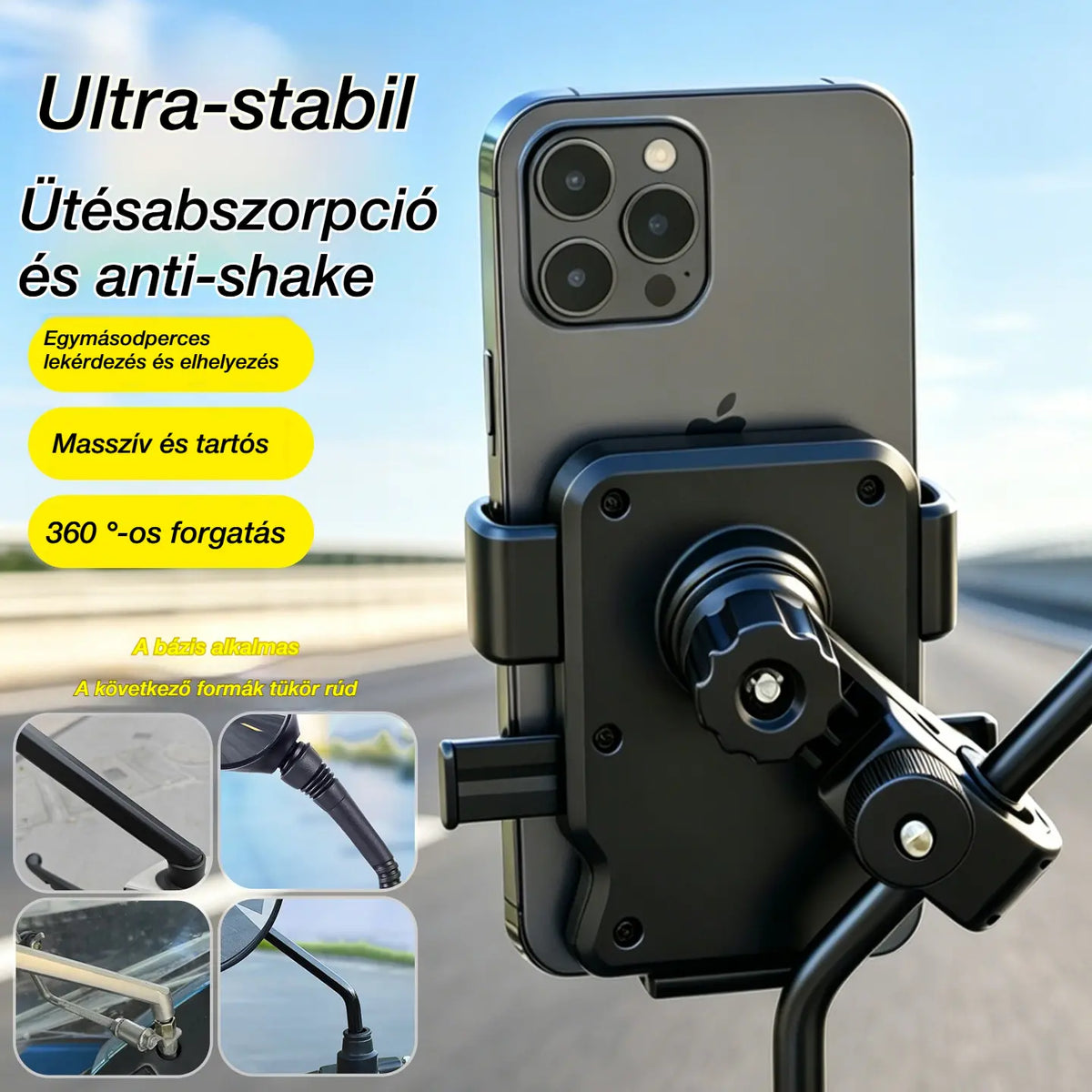 🚴 Biztonságos fogású motoros telefontartó
