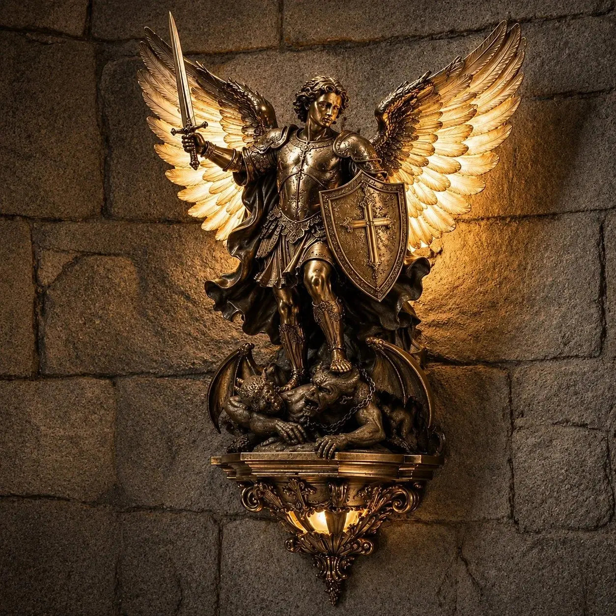 🕊️Nástěnná lampa s Andělem strážným svatého Michaela✨