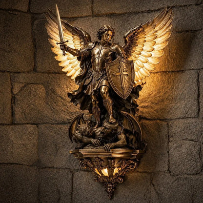 🕊️Nástěnná lampa s Andělem strážným svatého Michaela✨