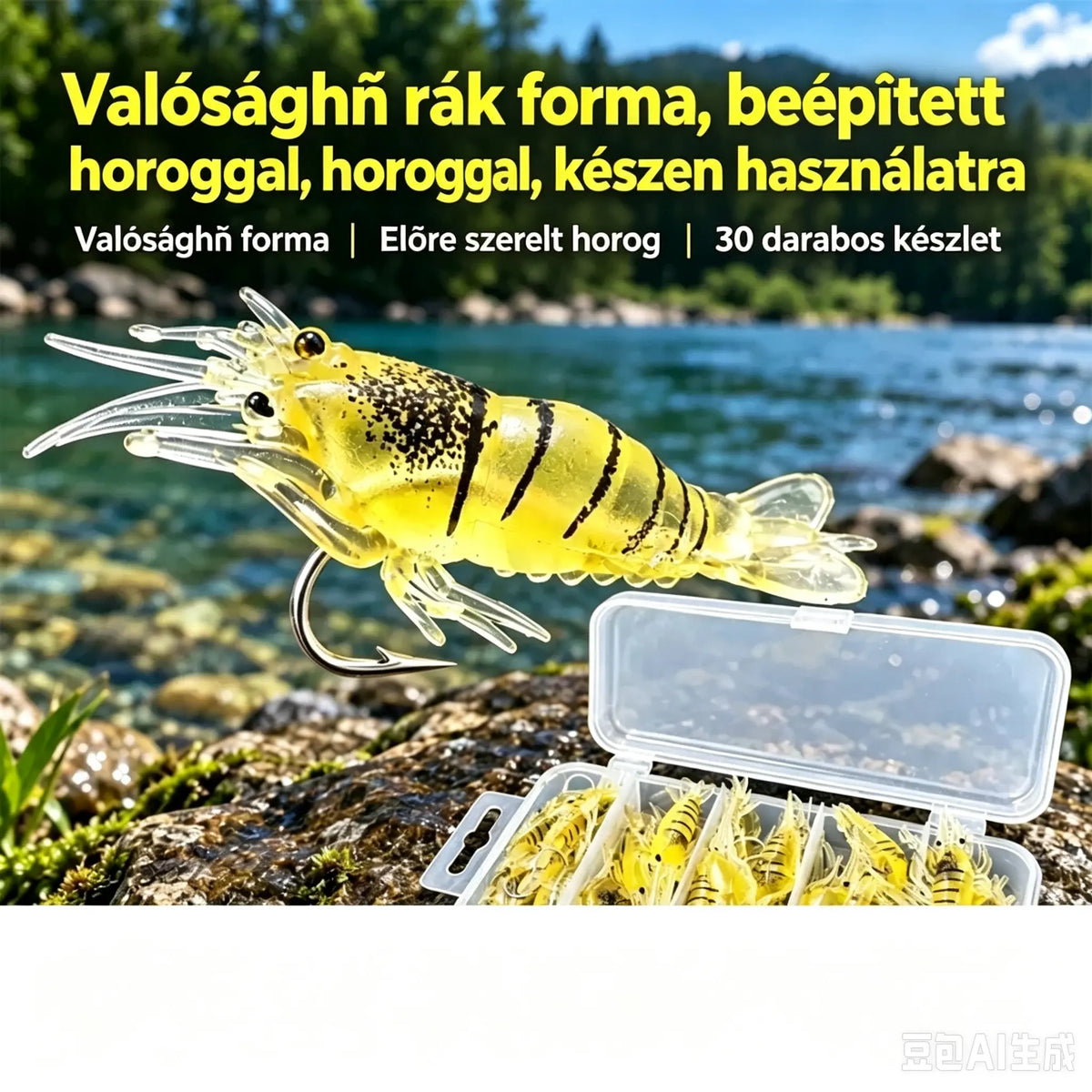⏰ Korlátozott ideig tartó, féláras ajánlat ✨ Biomimetikus, puha garnéla műcsali | Élethű és dinamikus, természetes mozgással; szakadásálló és tartós – édesvízi és sós vízi horgászathoz egyaránt alkalmas 🎣