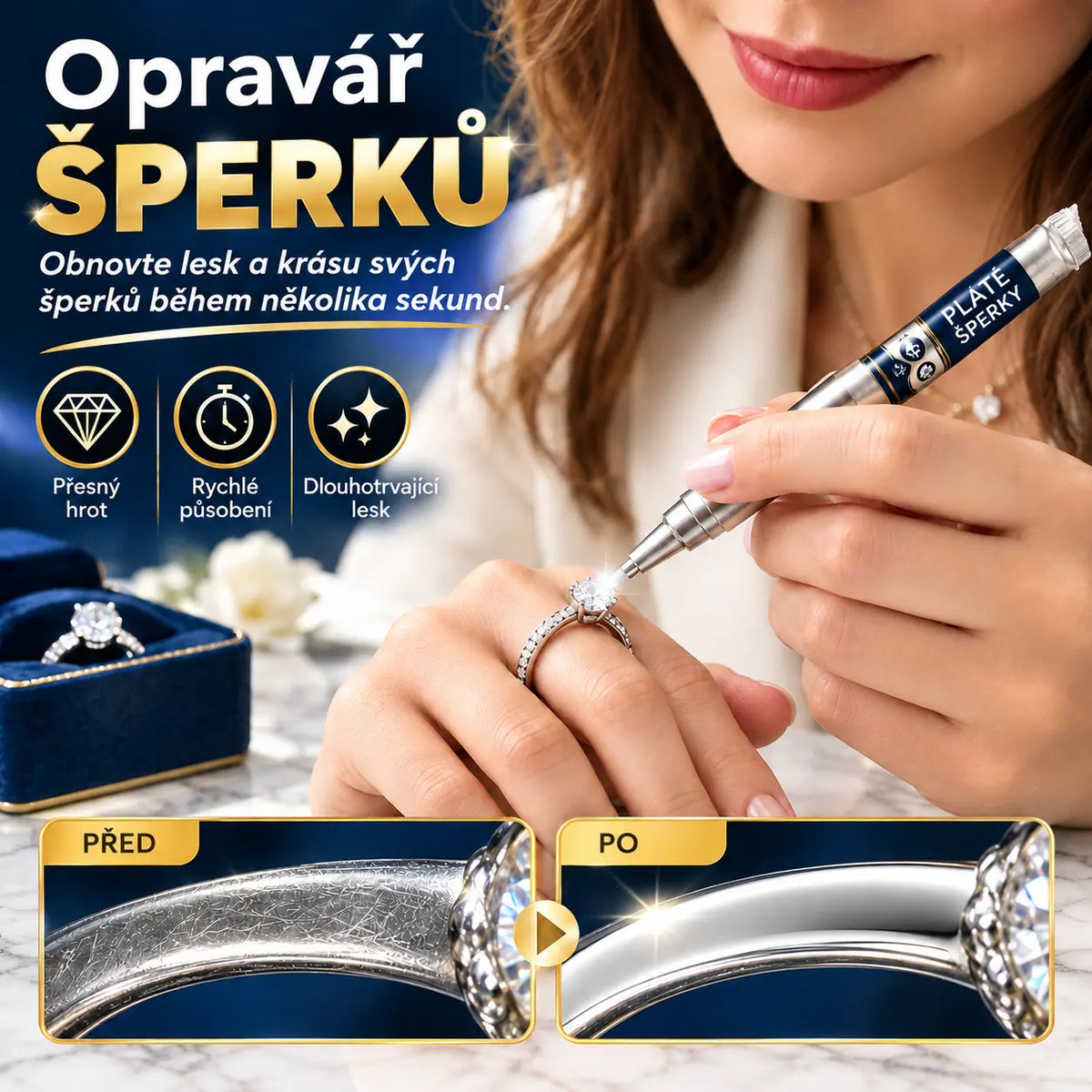 🔥 Časově omezená nabídka: sleva 50 % 🔥 Pero na opravu škrábanců a úpravu stříbrných šperků