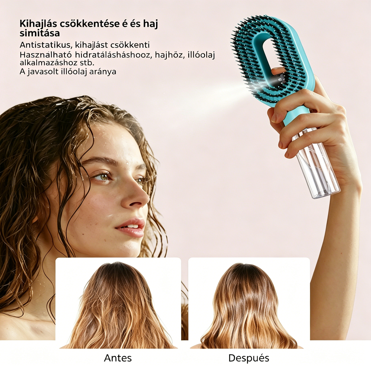 💖💨 Forradalmi hajkefe! Egy gombnyomásra finom permetet ad – véget vet a hajgubancoknak! ✨