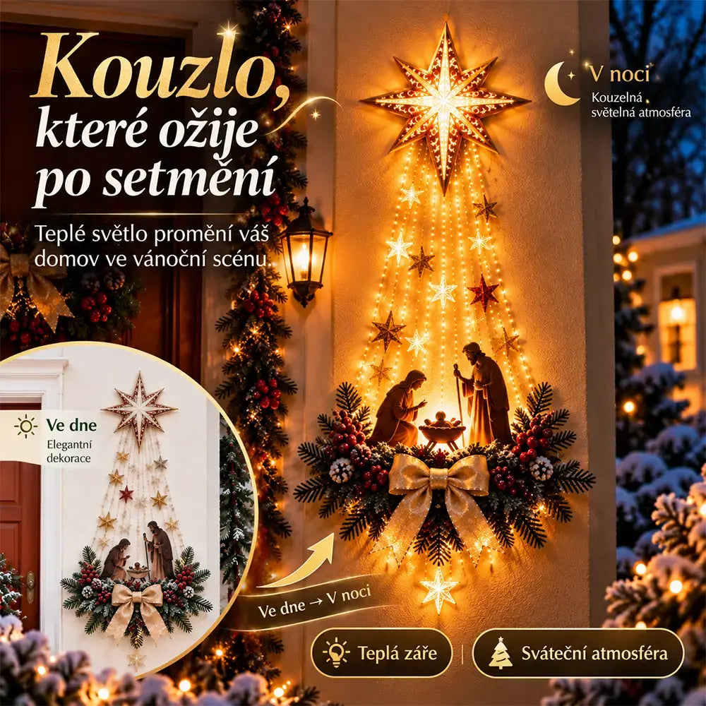 💡✨Világító falidísz karácsonyi jelenettel
