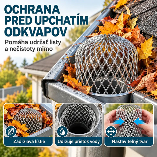 🍂💧 Filter proti upchávaniu odtokov a žľabov | Ochranná mriežka na zvody dažďovej vody a drenážne systémy