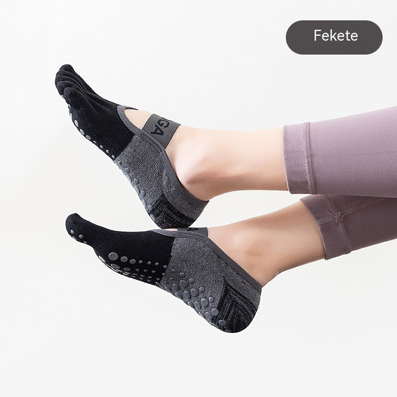 🦶【5 pár】🧘Pilates professzionális csúszásgátló ötujjú zokni: Lélegző fitnesz zokni minden évszakra, alkalmas padlóra és jógára🧦