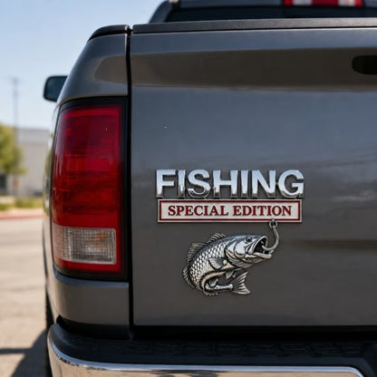 Emblema metálico para vehículo: Edición especial de pesca