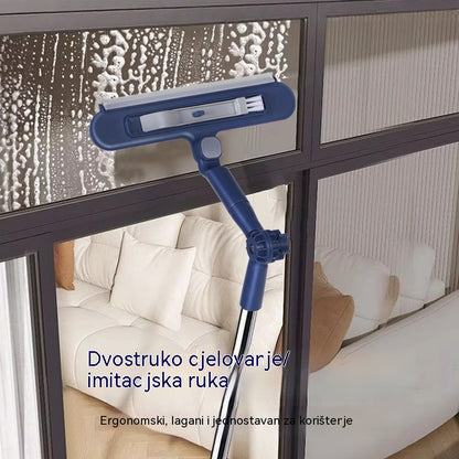 Dvostrani 2-u-1 čistač prozora s produljivom ručkom za čišćenje prozora na visokim zgradama.
