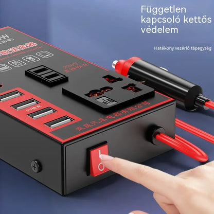 🚗🔋 Egy darab 9200 Ft ⚡️Új autós töltő transzformátor, 12V/24V-ról 220V-ra, nagy teljesítményű, univerzális