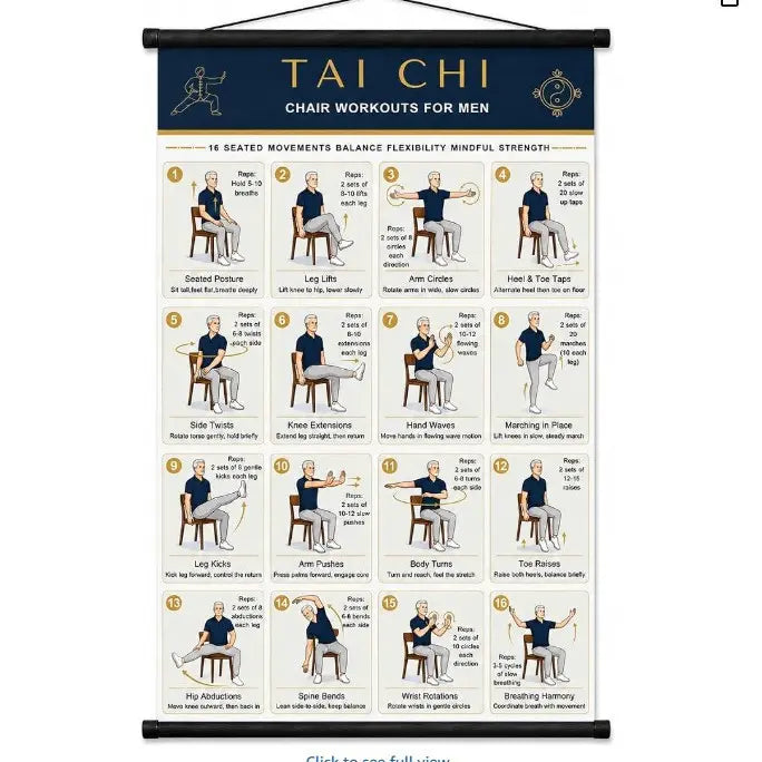 Plakat z ćwiczeniami Tai Chi dla seniorów