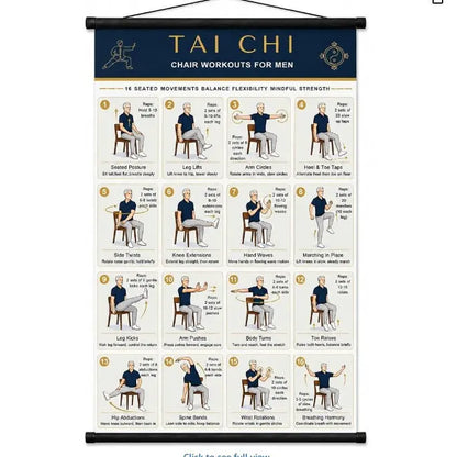 Plakat z ćwiczeniami Tai Chi dla seniorów